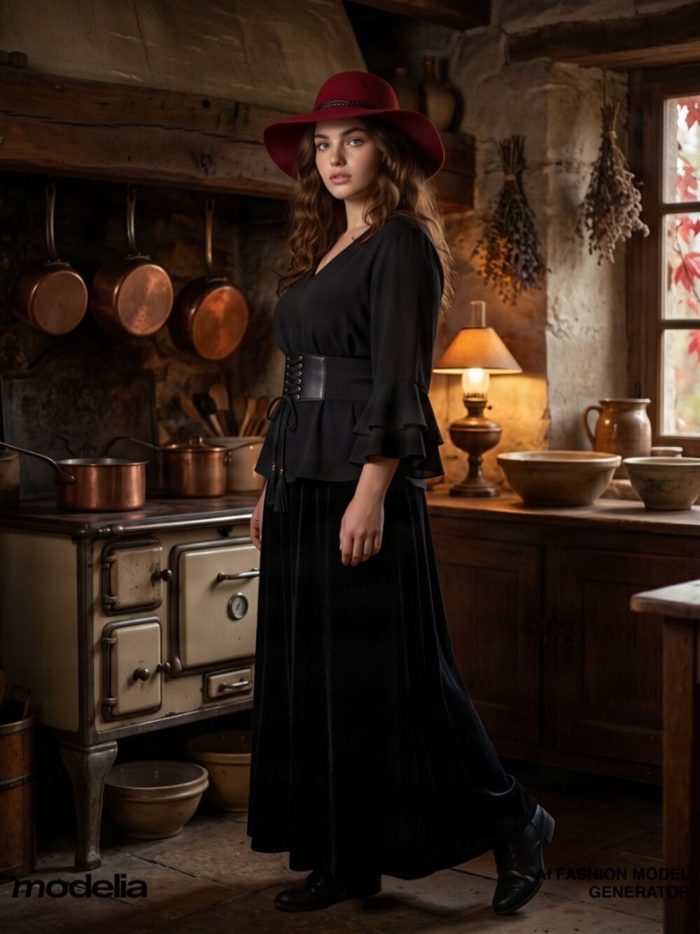 Classic Black Velvet Maxi Skirt ❄🍂🎃🎉